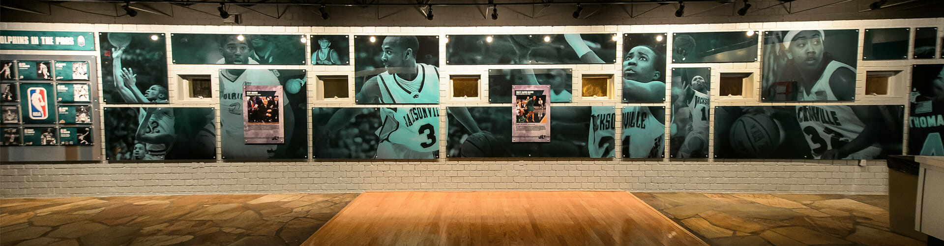 Jacksonville University basketball acrylic wall standoff environmental design