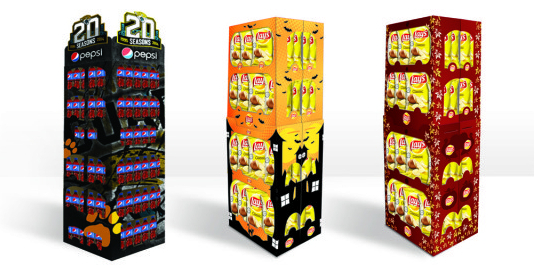 Pepsico and Frito Lay corrugated retail displays
