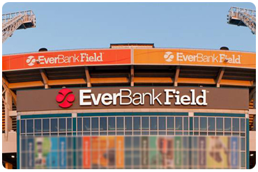 Everbank field in jacksonville sporting large stadium wraps from CORR Digital