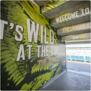 Graphic vinyl architectural stadium wraps for Subway at Everbank Field
