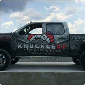 Knuckle Up graphic vinyl pickup truck wrap
