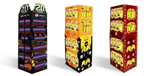 Corrugated display cases for Pepsico and Frito Lay, printed by CORR Digital
