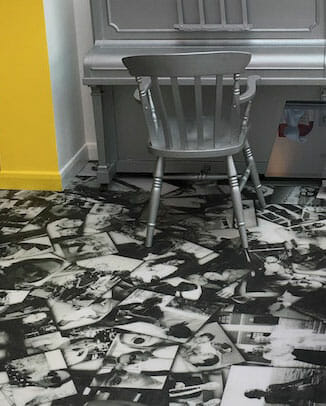 Black and white photo printed vinyl flooring by blue butterfly flooring