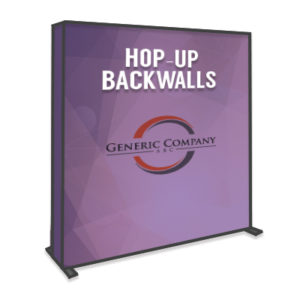 purple hop-up backwall trade show display with generic logo