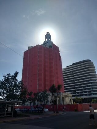 Thomas Printworks' red building wrap for Art Basel Miami