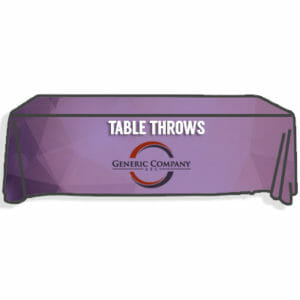 purple branded table throw