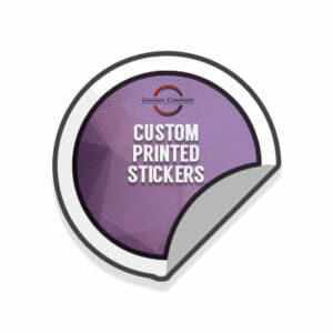 purple branded custom printed sticker